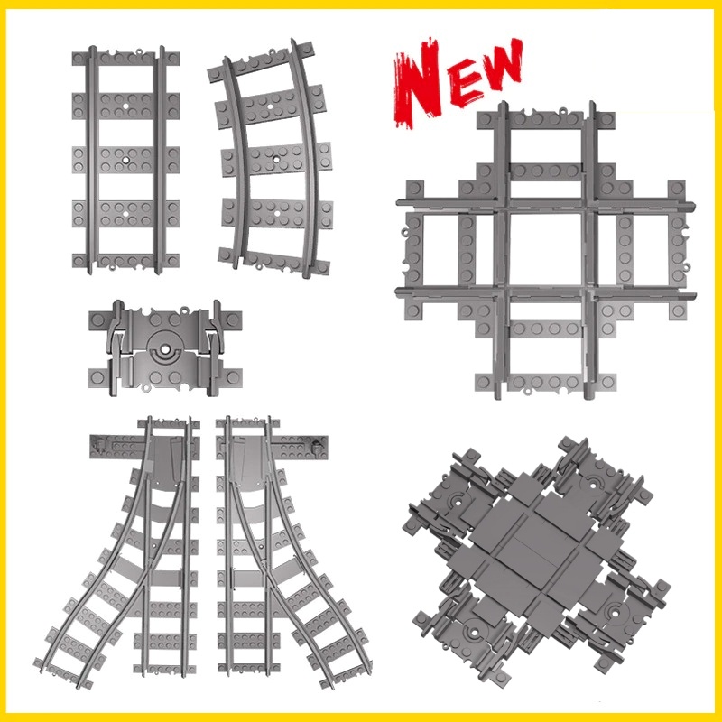 Phụ kiện technic lego tàu hỏa điều khiển từ xa - Đường ray tàu hỏa chuyên dụng nhiều loại kết hợp động cơ BH 1:1