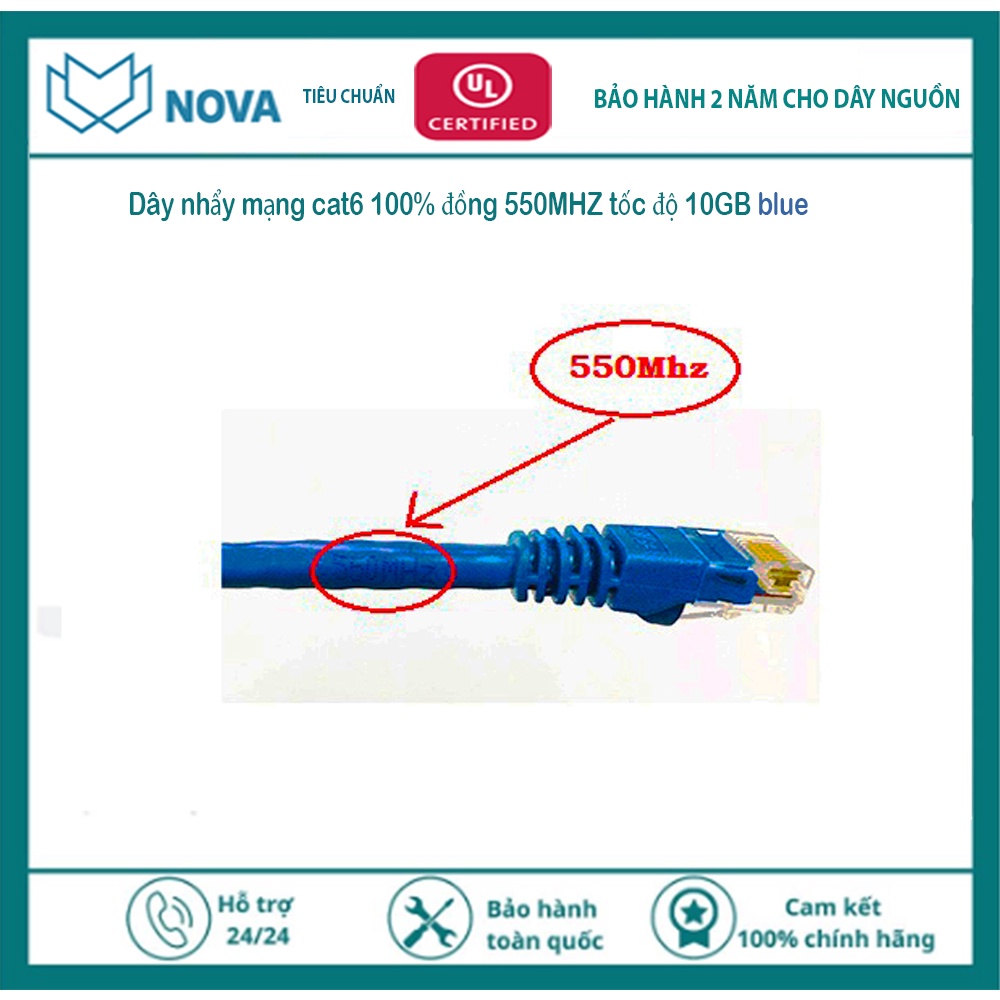 Dây mạng cat6 550mhz tốc độ 10GB màu xanh