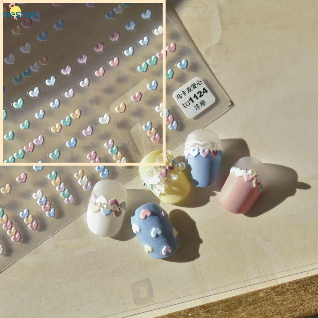 ❦Tôi❦ Sticker Dán Móng Tay Họa Tiết Trái Tim Nhiều Màu Sắc DIY Mới