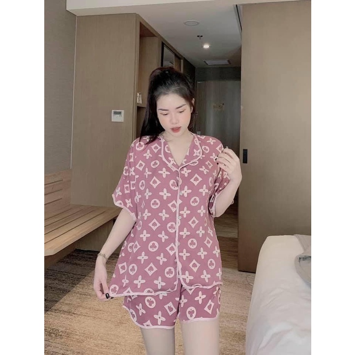 Đồ bộ nữ cổ sóng cộc tay quần đùi chất liệu Mango mặc nhà sang trọng freesize | BigBuy360 - bigbuy360.vn