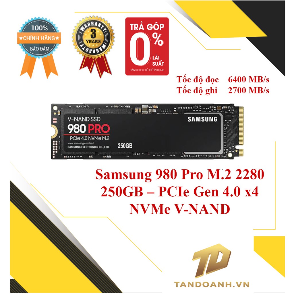 Ổ cứng SSD Samsung 980 Pro 250GB-500GB PCIe Gen 4.0 x4 NVMe SSD