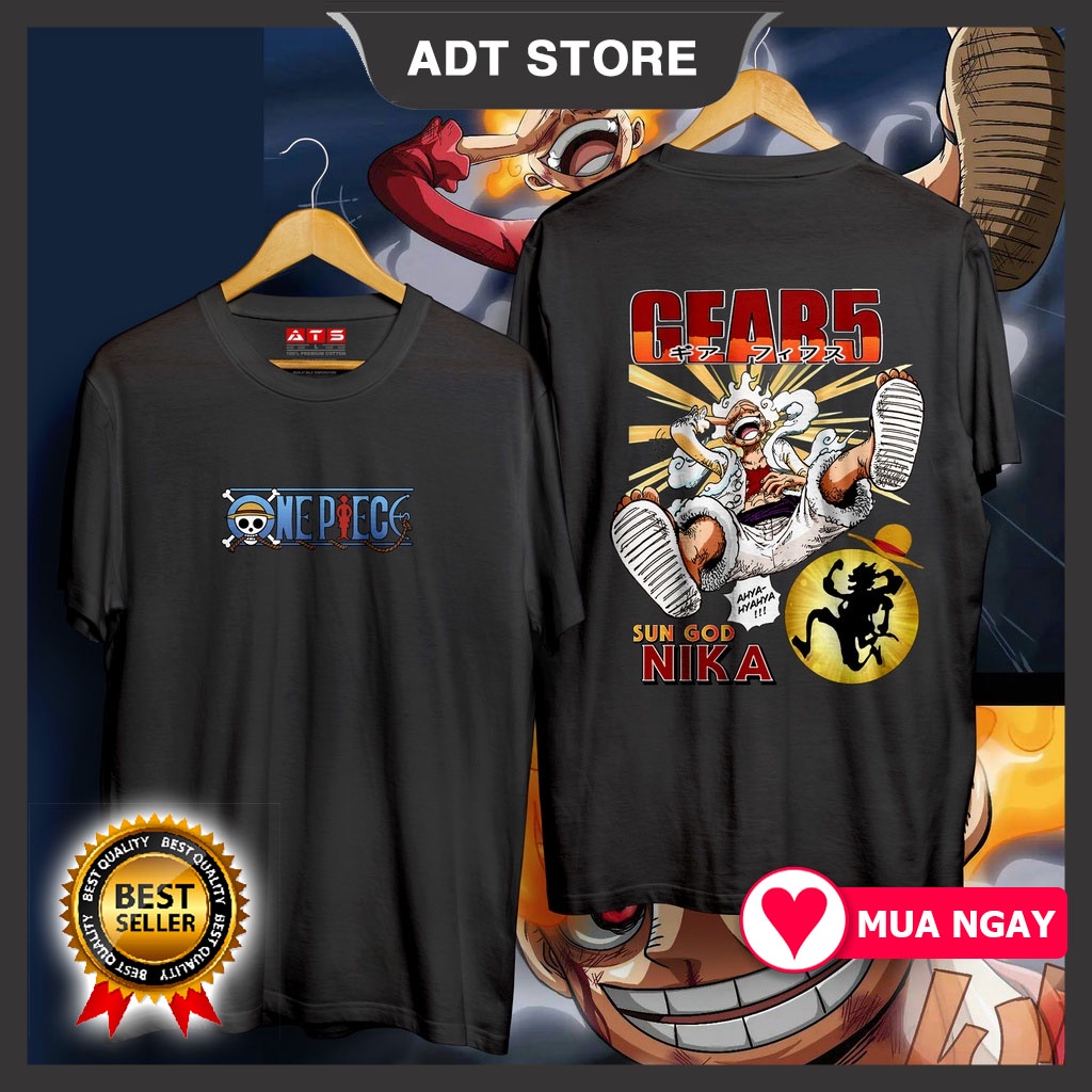 Áo phông One Piece Luffy JOY BOY Gear 5 Nika anime 2 màu đen trắng ngắn tay cực ngầu giá rẻ siêu HOT