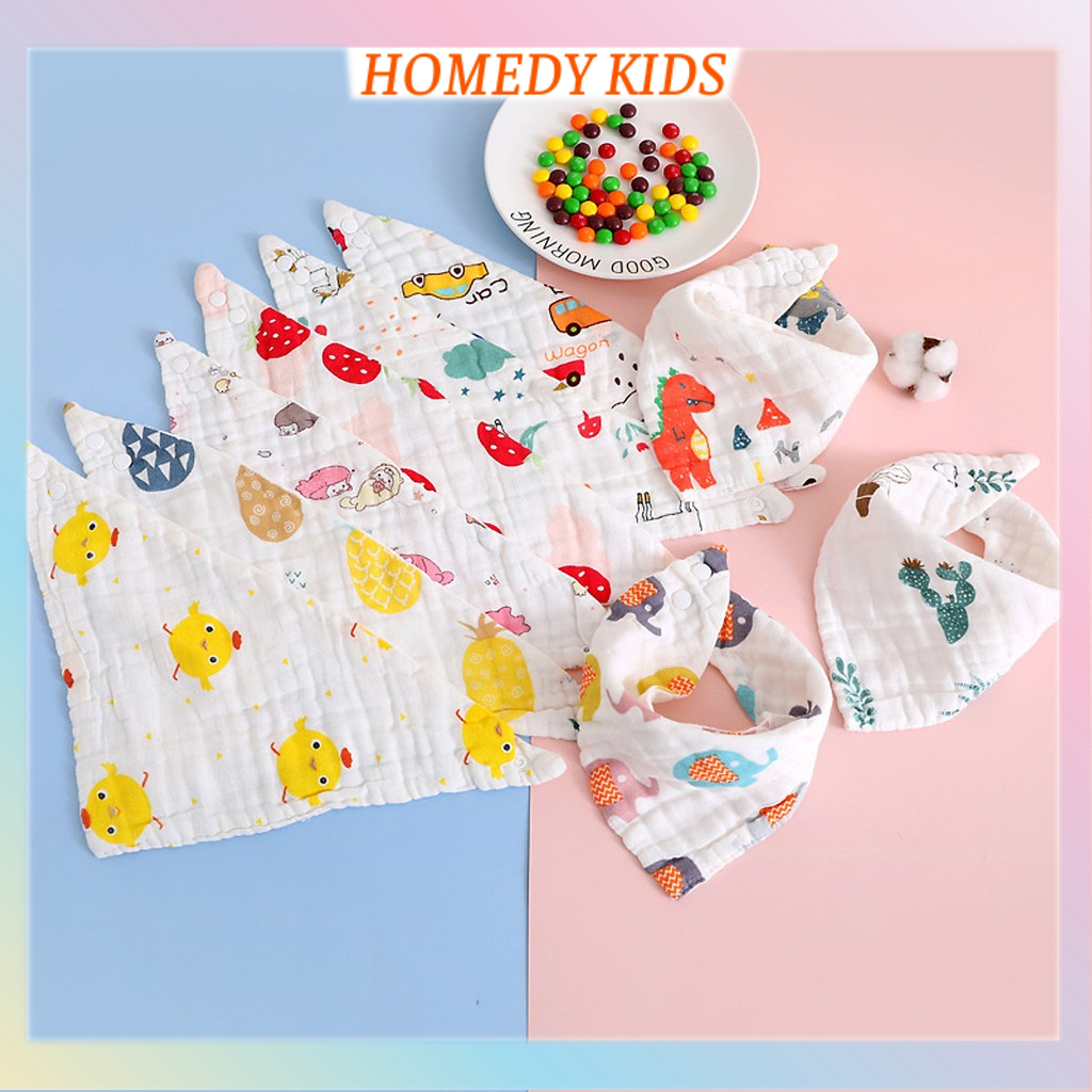 Khăn yếm tam giác cho bé yếm xô hoa hàng Việt Nam xuất Nhật loại đẹp mềm mịn cao cấp có cúc bấm Homedy kids