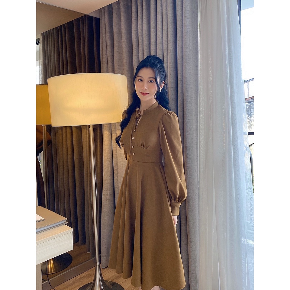 Váy Merry Ricci thiết kế chất liệu nhung chéo Hàn cao cấp mềm | RICCI OFFICIAL