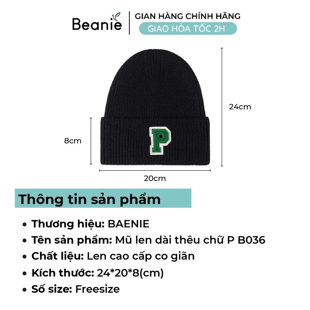 Mũ Len Dài Thêu Chữ P Cao Cấp BEANIE Phong Cách Thời Trang Hàn Quốc, Nón Len Hip hop Unisex Nam Nữ Trơn Nhiều Màu B036