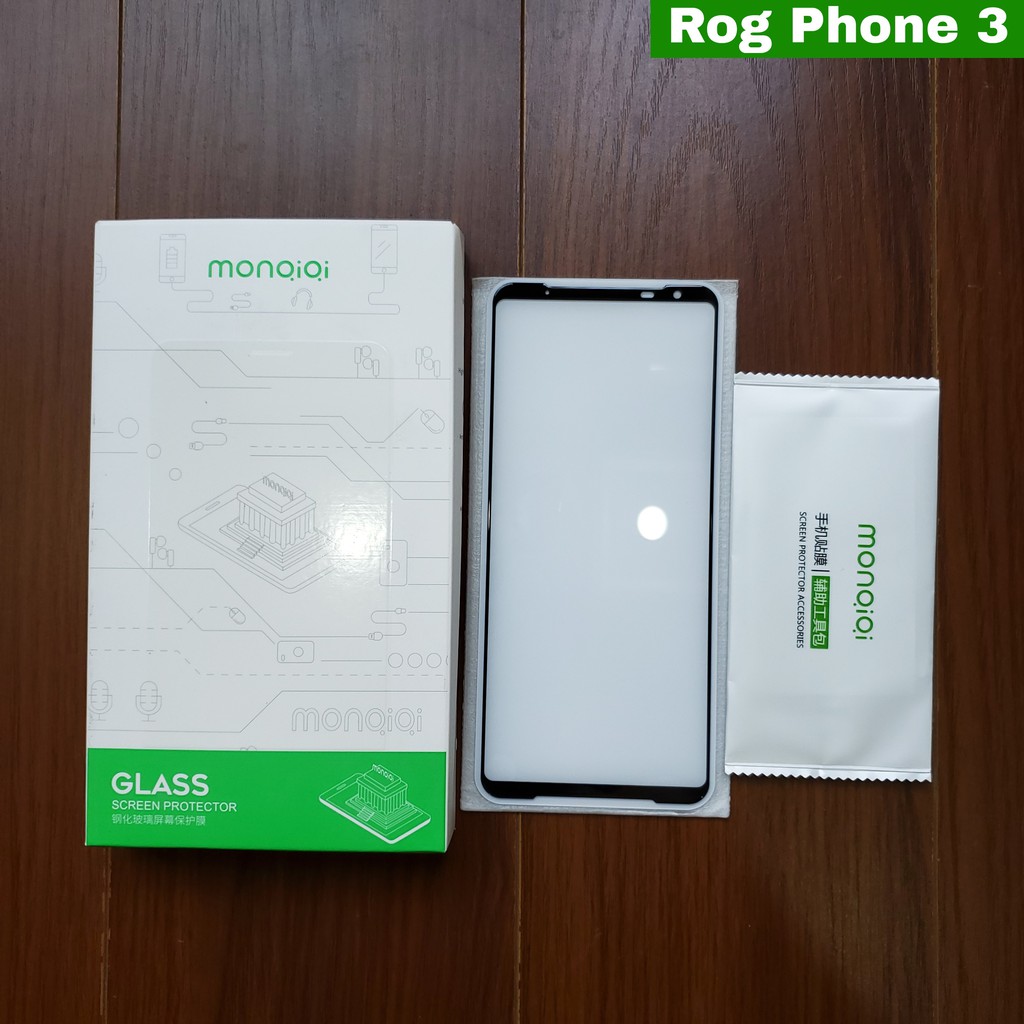 Kính cường lực Rog Phone 3 / Rog Phone 2 / Rog Phone 5 hiệu Monqiqi viền mỏng chơi game mượt hạn chế vân tay
