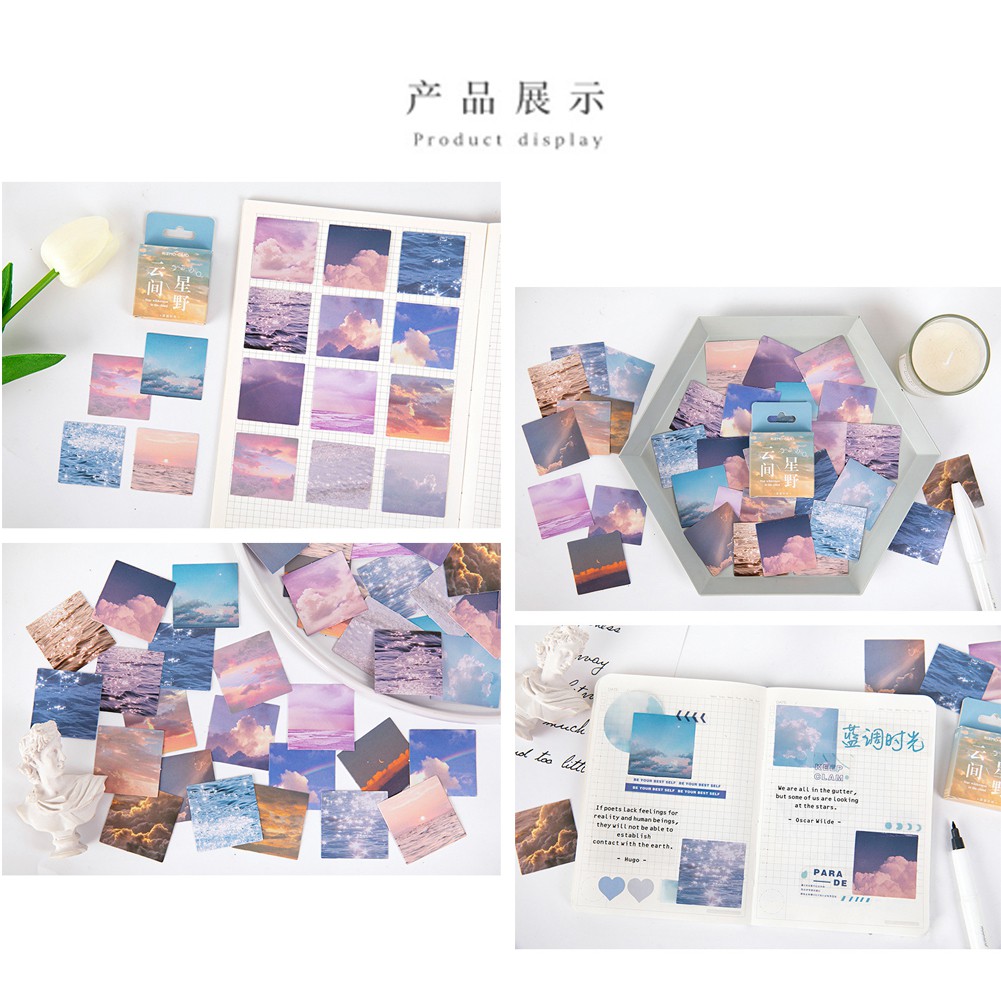 Hộp 46 Miếng Dán Trang Trí Hình Đám Mây / Đại Dương Dễ Thương
