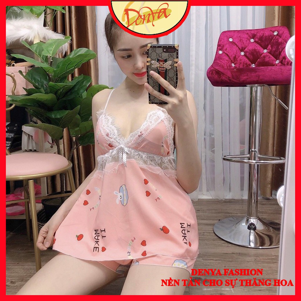 Đồ ngủ dễ thương 💫 💫 Đồ ngủ kate lụa, 2 dây, ren trên eo, mịn mịn, quyến rủ, DN16 | BigBuy360 - bigbuy360.vn