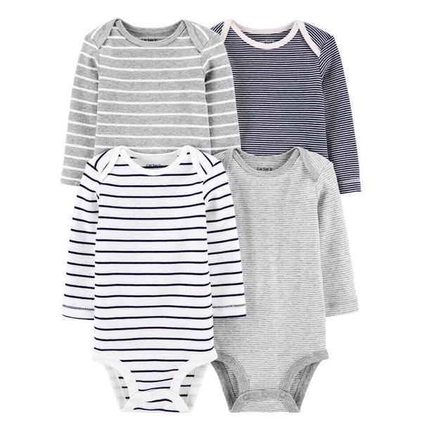 Set 3 body chip bodysuit Carter’s dài tay xuất xịn cho bé trai bé gái (mẫu ngẫu nhiên)