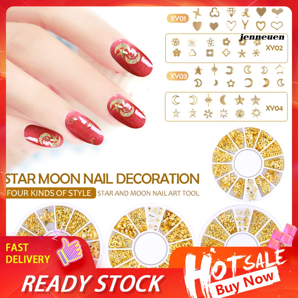 Phụ kiện trang trí móng tay hình mặt trăng/ ngôi sao 3D