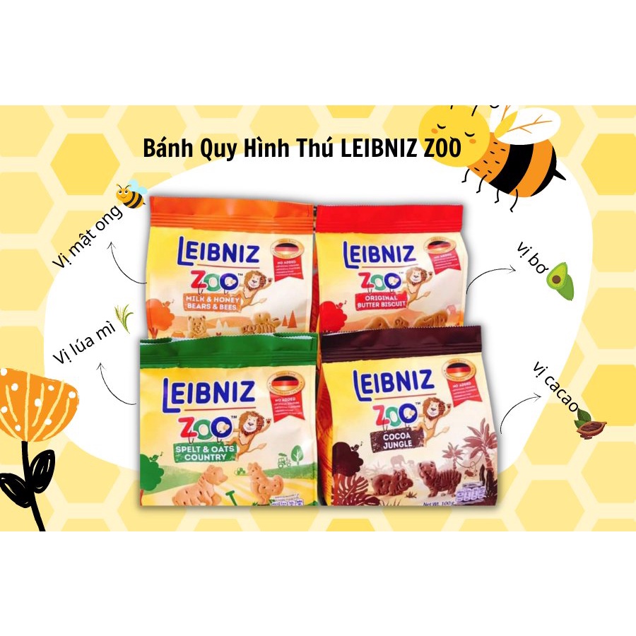 Bánh Quy Bahlsen Sữa Mật Ong Hình Gấu Zoo Leibniz 100G - Nhập khẩu Đức