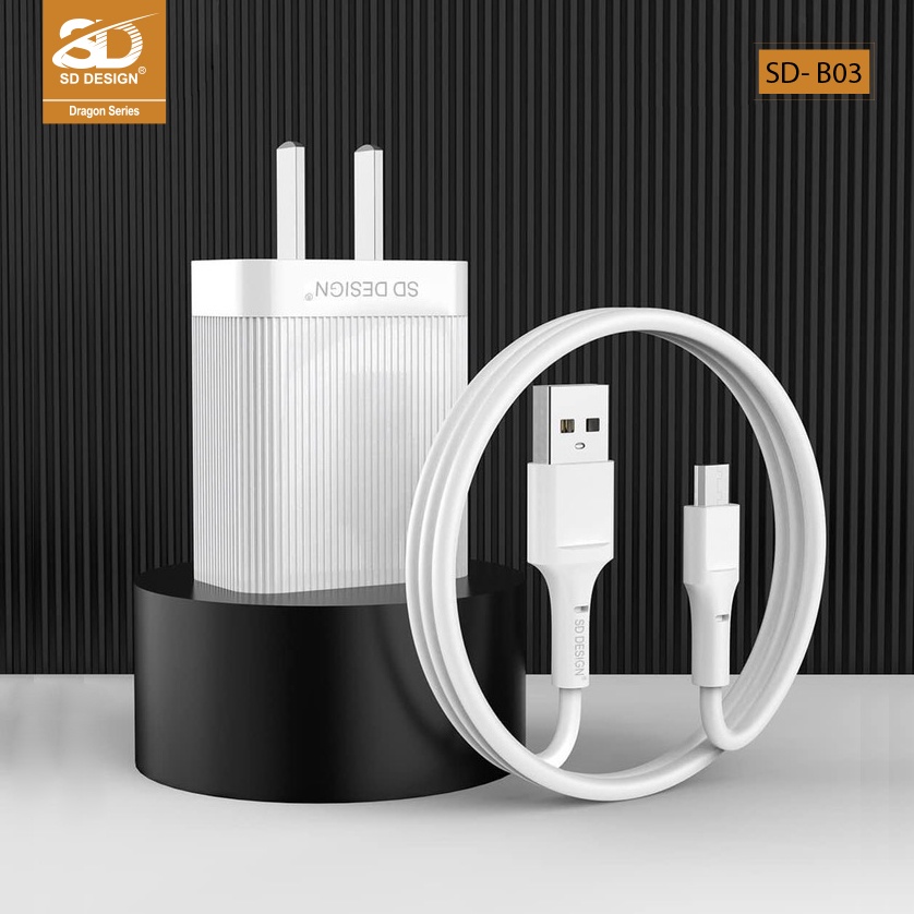 Bộ Cáp sạc nhanh QC2.0 SD DESIGN B03 chính hãng Sạc an toàn đầy đủ chân sạc cho tất cả thiết bị bảo hành 1 đổi 1
