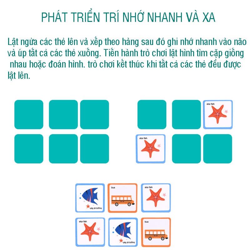 Đồ chơi gỗ, bộ ghép hình rèn luyện trí nhớ cho trẻ - Memory matching card, đồ chơi montessori cho trẻ