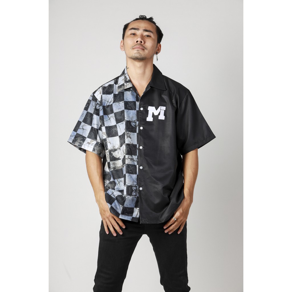 Áo Sơ Mi nam nữ Hoạ Tiết Tay Ngắn Cổ Vest Uniex Thời Trang Vải Lụa Local Brand M Studio
