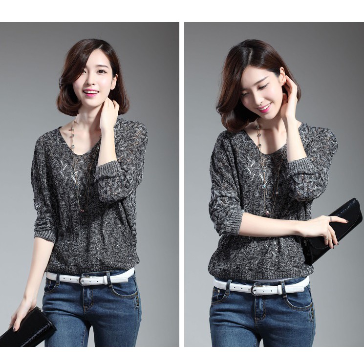 Áo len mỏng tay cánh rơi freesize ale01