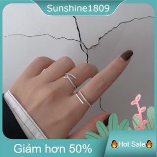 Nhẫn Bạc nữ dạng hở đính đá tự điều chỉnh size thanh xiên cá tính chuẩn bạc s925