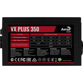 Nguồn Aerocool 350W VX PLUS công xuất thực dùng cho PC New bảo hành 36 tháng thumbnail
