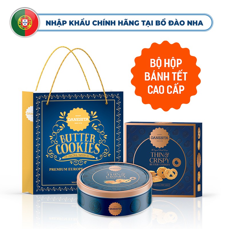 Hộp bánh qui bơ giòn Danesita 400g Bồ Đào Nha hộp quà tết cao cấp 2022