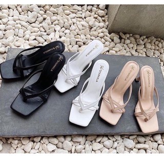 Dép cao gót quai mảnh xỏ ngón gót nhọn 7p dễ đi