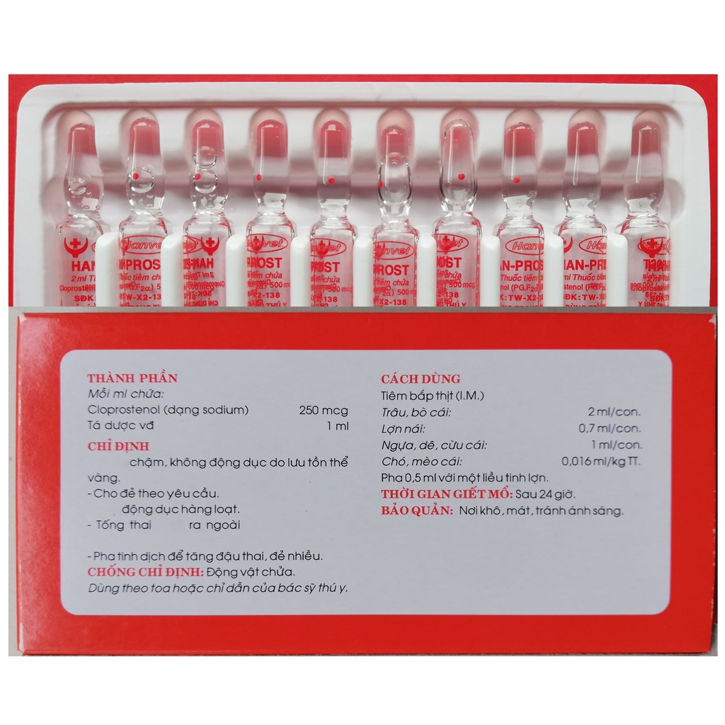 5 ống HAN-PROST 2ml  Sản phẩm cao cấp chuyên dùng cho gia súc, chó mèo đẻ theo yêu cầu