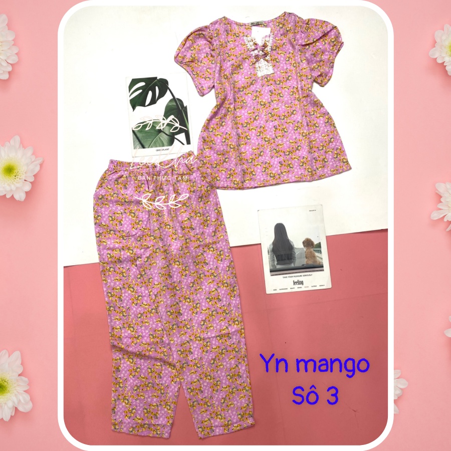 Bộ 9 tấc hoa nhí mặc nhà vải lụa mango 48-60kg