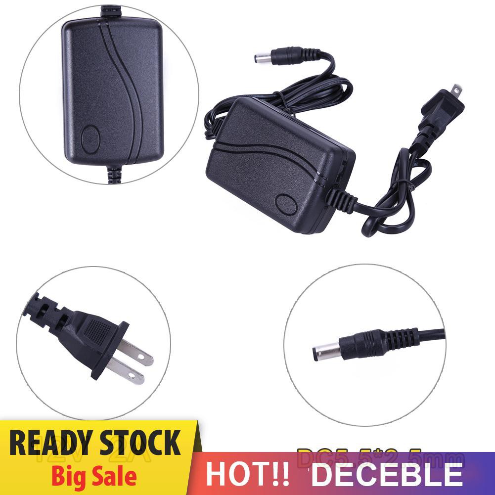 Deceble AC to DC Power Adapter 12V 2A Dual Cable Converter Universal 5.5x2.1-2.5mm