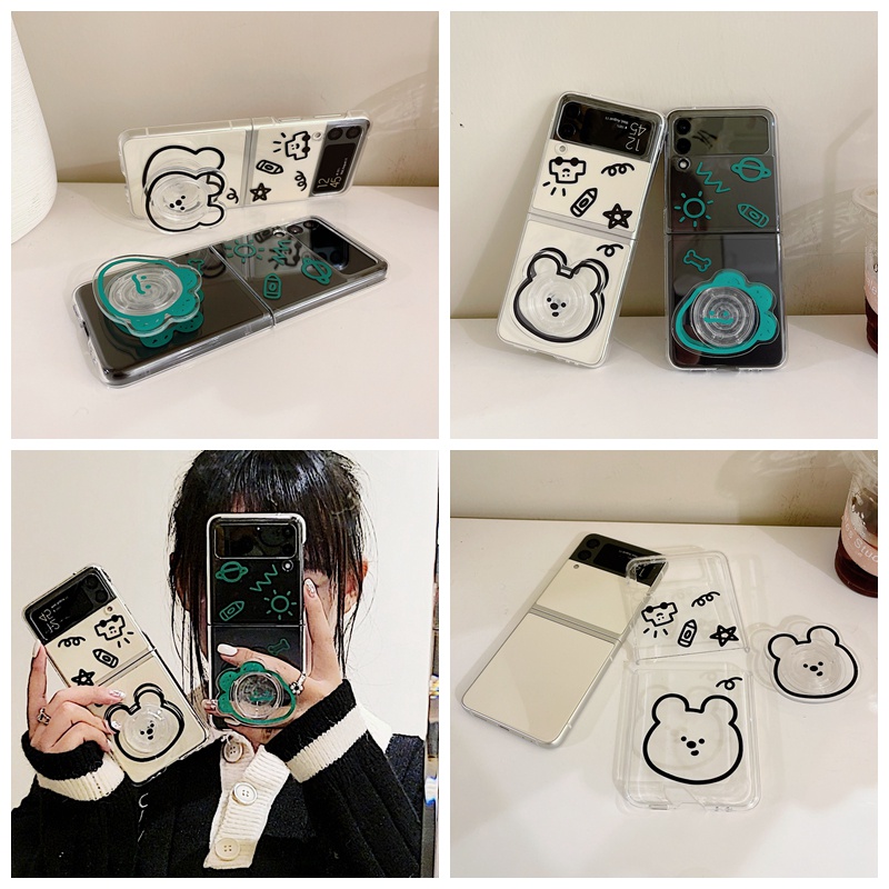 Ốp Điện Thoại PC Cứng Trong Suốt Chống Sốc Có Giá Đỡ Cho Samsung Galaxy Z Flip 3 5G