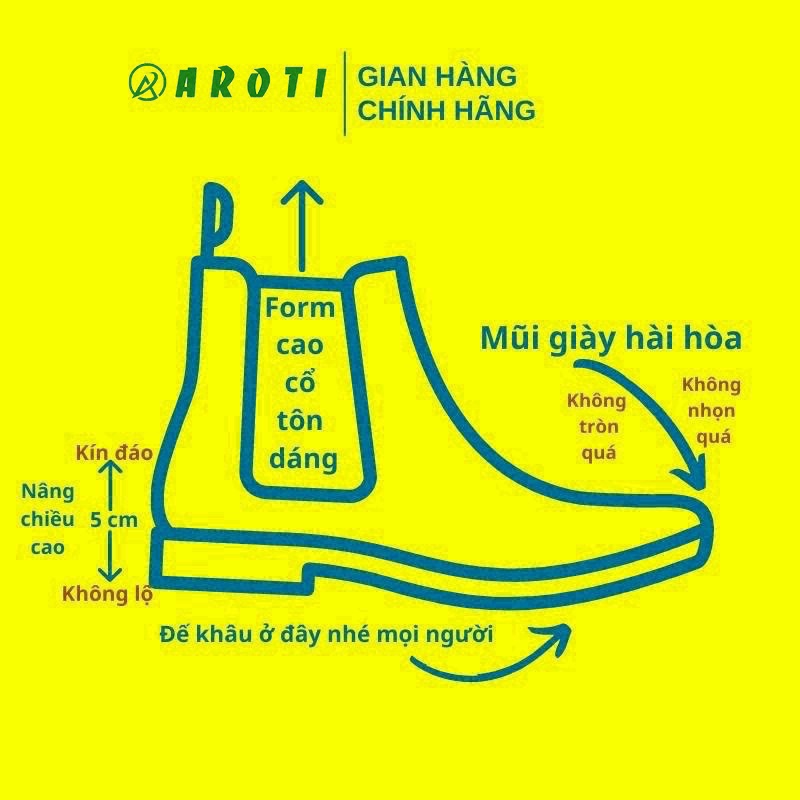 Giày Chelsea Boots Classic AROTI Da cao cấp, đế cao su 3cm CB549 NHÁM CHUN sp7