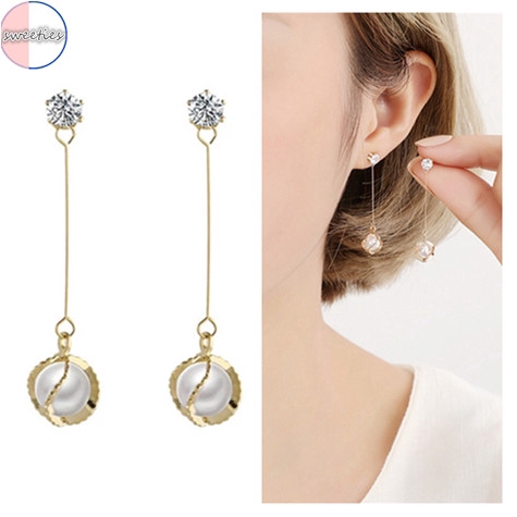 Đôi khuyên tai đính đá và ngọc trai thanh lịch cho nữ