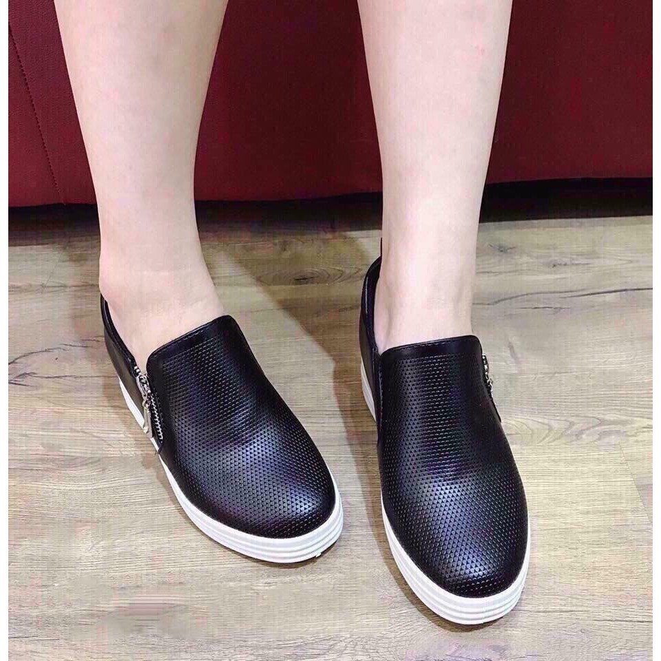 Giày slip on nâng đế 7p dáng kéo khoá lên chân cực êm | WebRaoVat - webraovat.net.vn