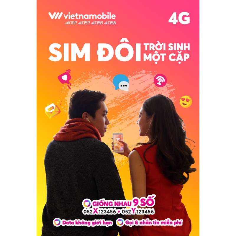 Sim Đôi 4G Vietnamobile Data Không Giới Hạn. Gọi Và Nhắn Tin Free