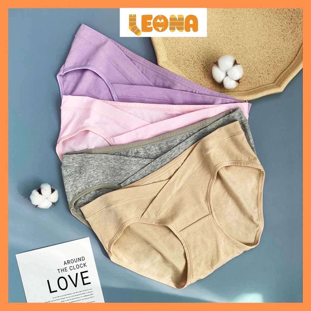 Quần Lót Bầu Cạp Chéo Chất Liệu 100% Cotton Mát Nhẹ Thoáng Khí Cho Mẹ Bầu và Sau Sinh CB201