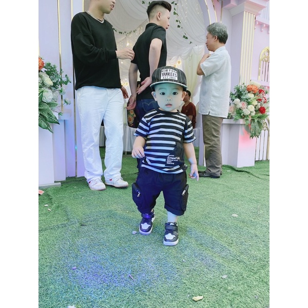 Bộ quần áo bé trai , Set bộ áo kẻ cotton quần kaki cao cấp cá tính cho bé trai
