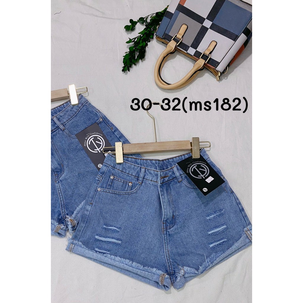 Quần Short Jeans Nữ Rách Tầng Xanh Size Lớn 30 đến 35 Ms 182 183 TY