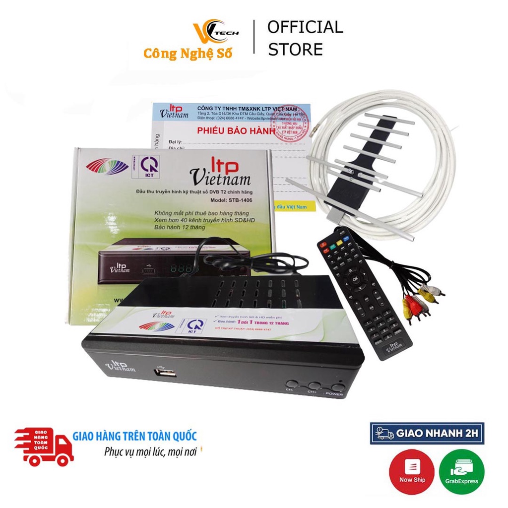 Đầu Thu Truyền Hình Số Mặt Đất Ltp Vietnam STB – 1406 Tặng Anten 15m 💥 1 ĐỔI 1 trong 12 THÁNG