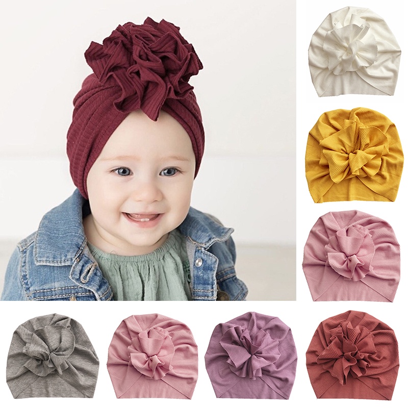 Mũ Trùm Đầu Cotton Mềm Mại Đính Hoa Cho Bé Gái