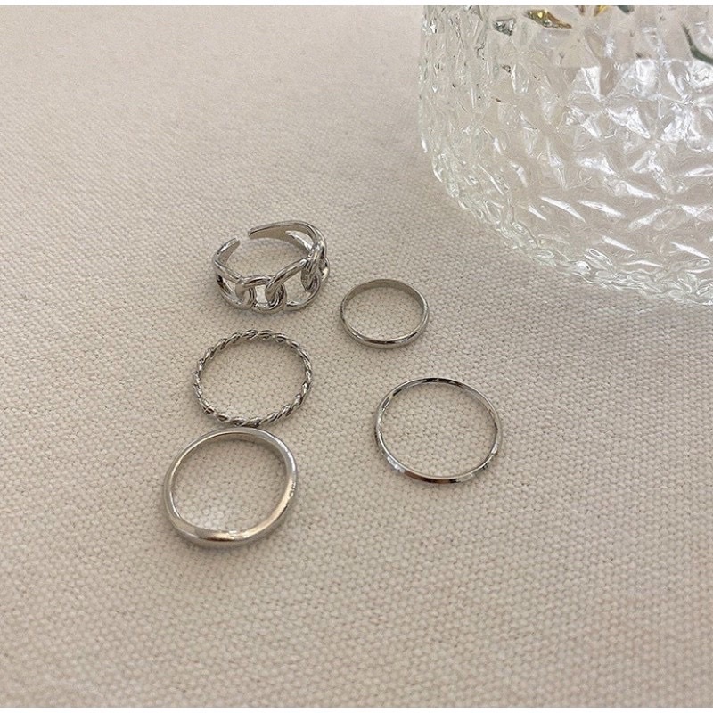 Set nhẫn nữ 5 chiếc, nhẫn thời trang hình dây xích Ulzzang Style  - Phụ Kiện Xinh Bonnies Accessories