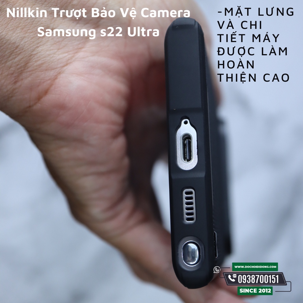 Ốp lưng Samsung S22 Ultra Nillkin trượt từ tính bảo vệ camera lưng vải