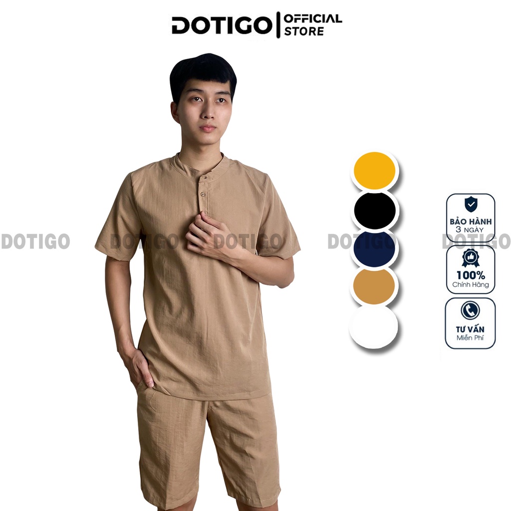 Đồ bộ nam bộ đũi nam cao cấp cổ tàu DOTIGO BD01