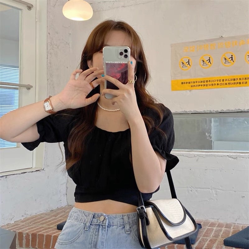 Áo Croptop tay lửng thắt nơ sau lưng cực lên dáng ❤️