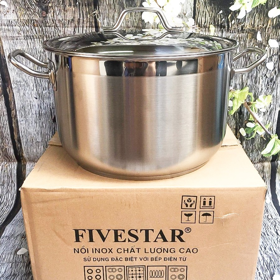 Nồi luộc gà Fivestar 3 đáy inox 430 26/28/30/32/36cm-đun từ