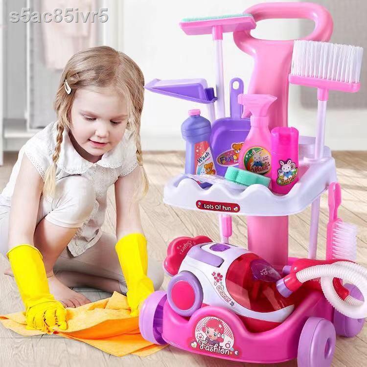 ✶⊙Xe đẩy quét dọn dành cho trẻ em mini set máy hút bụi lau nhà bếp mô phỏng chơi đồ cửa nam và nữ