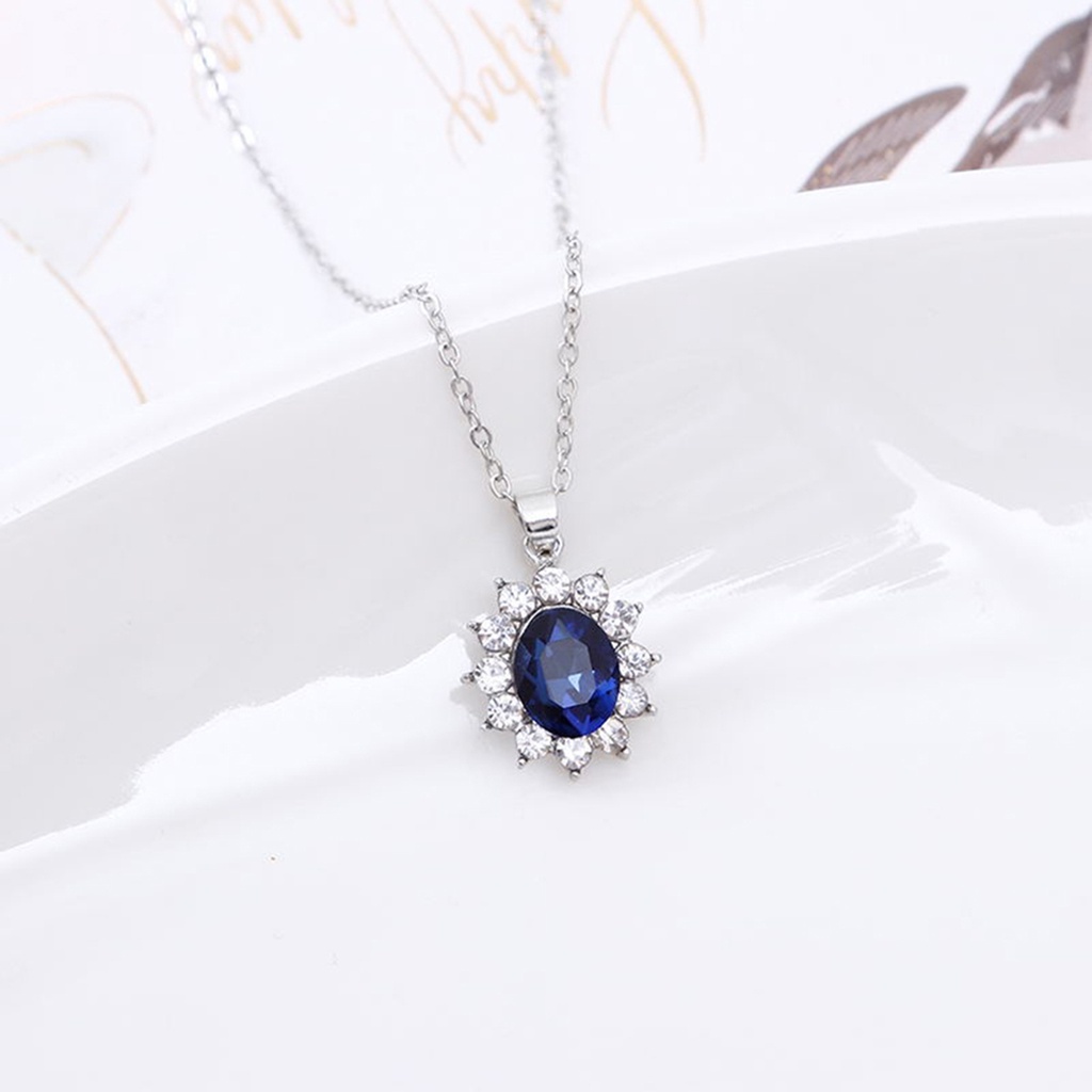 Bộ Trang Sức Khuyên Tai Và Dây Chuyền Mặt Đá Sapphire Màu Tím Sang Trọng