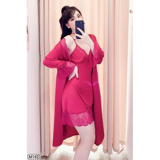 Sét Đầm Ngủ Ren Quyến Rũ, Váy Ngủ Có Đệm Kèm Choàng Lụa Cao Cấp Sẵn Tại NAMI STORE | BigBuy360 - bigbuy360.vn