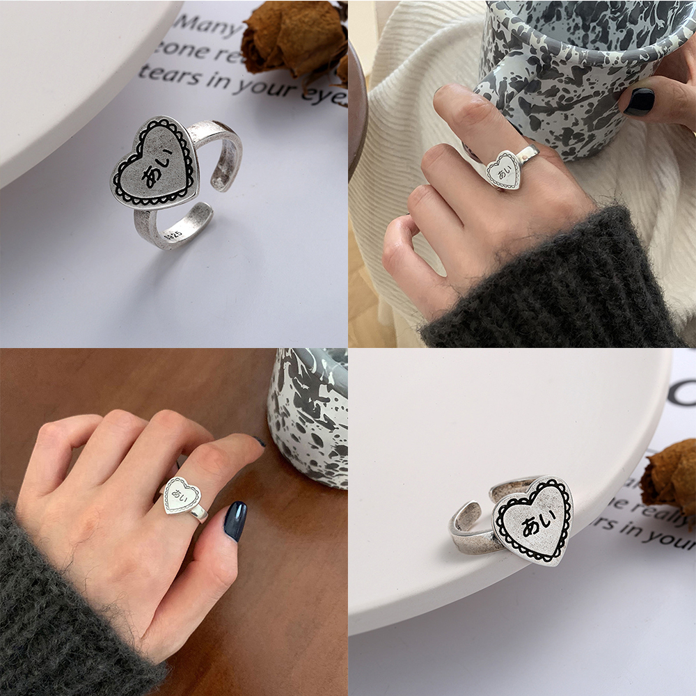 Japan Style Punk Retro Simple Valentine's Day Gift Proposal Love Opening Rings Fashion Accessories Women