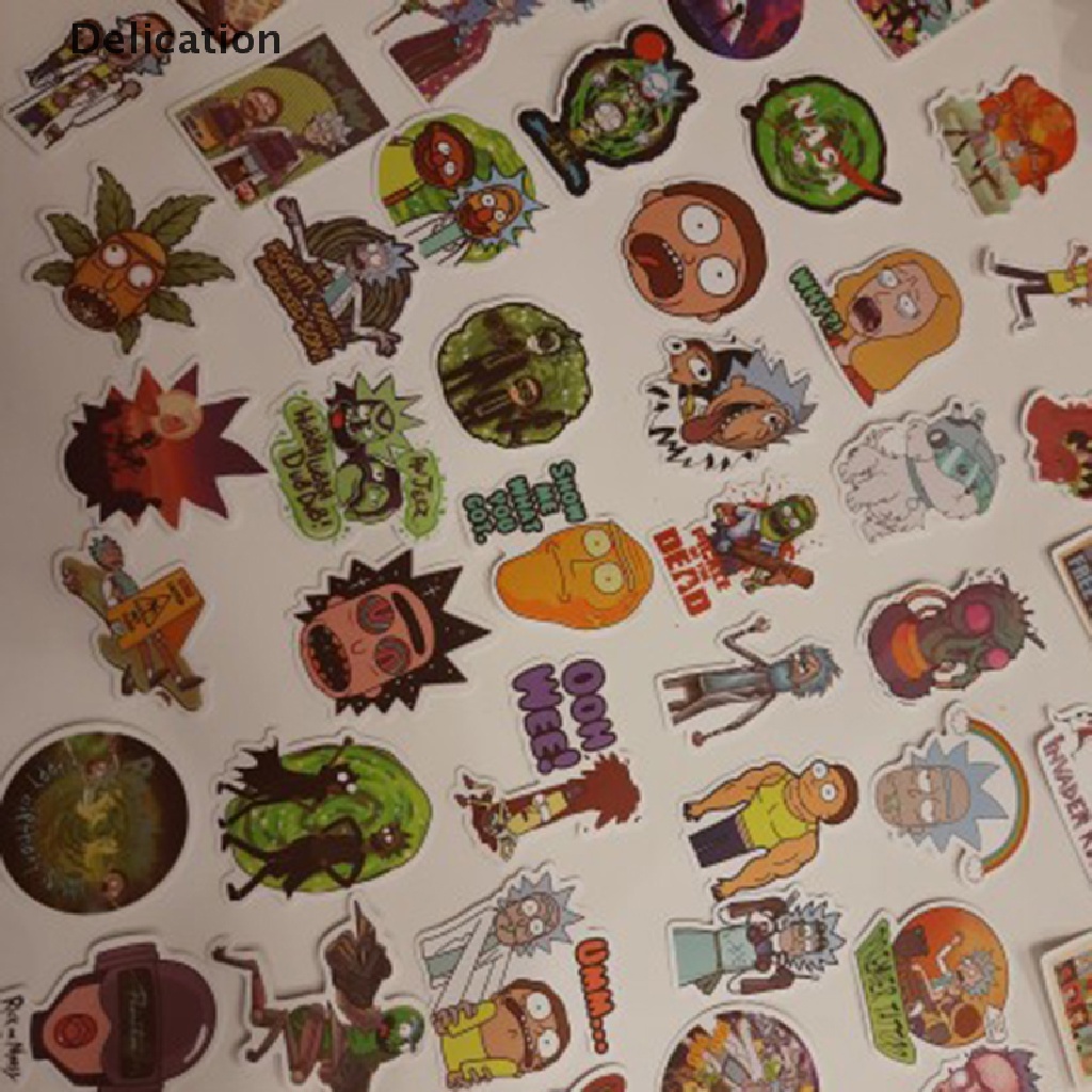 Bộ 50 Miếng Dán Hoạt Hình rick &amp; Morty Trang Trí Vali Ván Trượt Hành Lý Du Lịch Sản Phẩm tốt