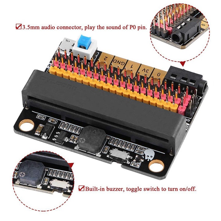 Mạch Micro:bit IOBIT V2.0 Chuyển Đổi Kết Nối IO Micro:bit Thành Header Đực Chuẩn 2.54mm