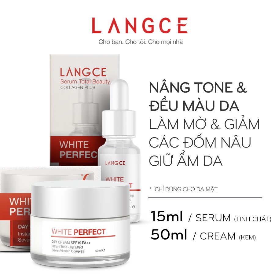 BỘ DƯỠNG TRẮNG DA, GIỮ ẨM MỀM MỊN ĐẸP DA WHITE PERFECT Se+Cr LANGCE