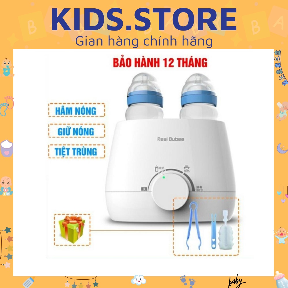 Máy hâm sữa Real Bubee 2 bình cổ rộng 💖FREESHIP💖 hâm sữa, ủ sữa và thức ăn, tiệt trùng bình sữa - Bảo Hành 12 Tháng
