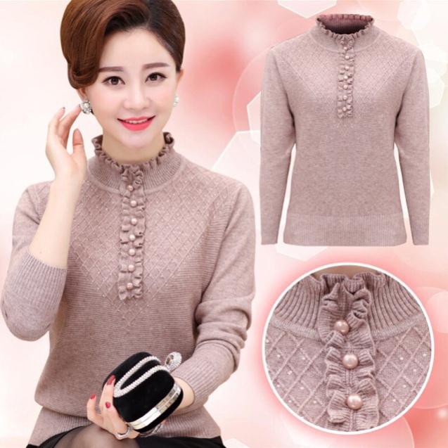 Áo len đính ngọc cho mẹ hàng Quảng Châu